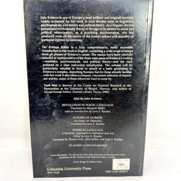 The Kristeva Reader Toril Moi Columbia University Press 1986 Julia Kristeva Book - Picture 6 of 10
